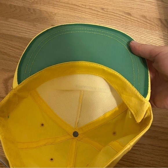Vintage Straddle Duals John Deere Tractor Hat Strapback Yellow Green Rope - Picture 8 of 9